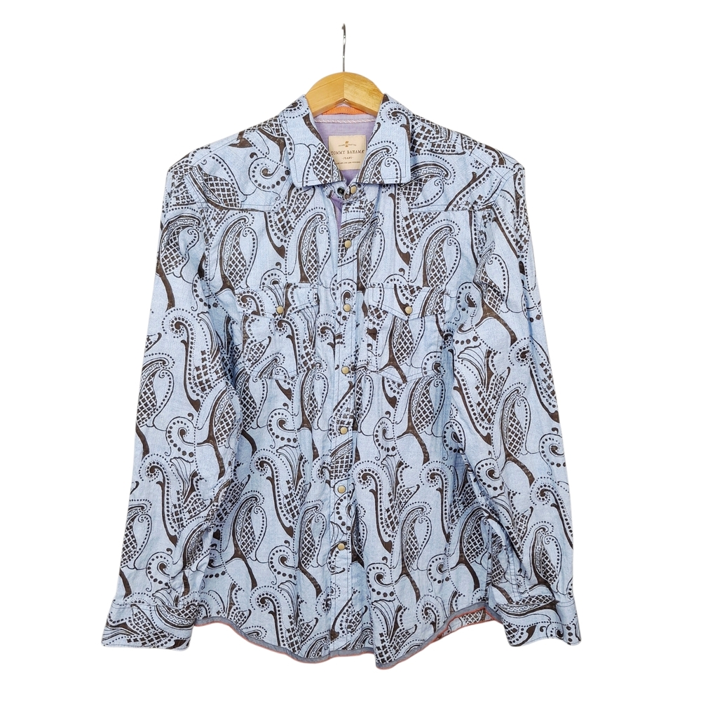 Tommy Bahama Light Blue Paisley Button Down Shirt